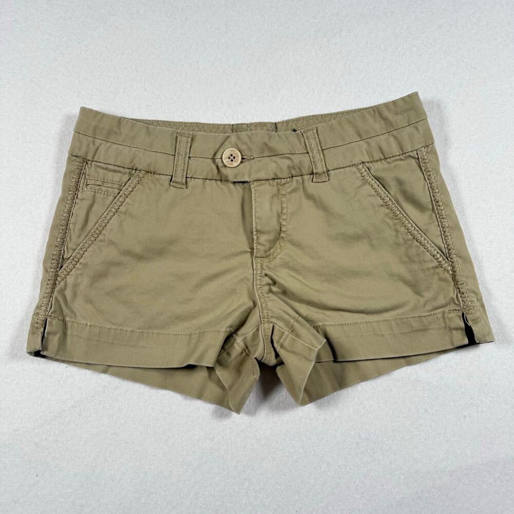 vintage y2k low rise khaki shorts micro double stitch detailing cotton size 5